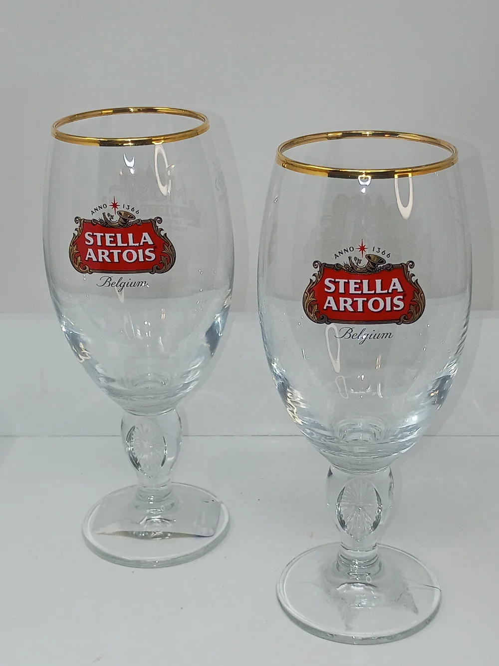 Stella Artois Gold-Rim Beer Goblet - Clear Glass (Set of 2)